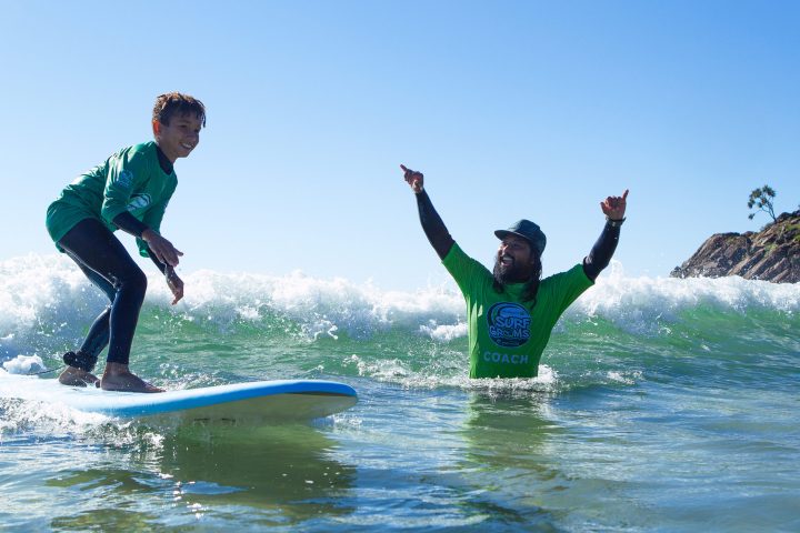 a man riding a wave on a surfboard in the water